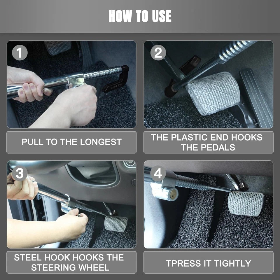 Universal Vehicle Anti-Theft Lock – Protect Your Car with Heavy-Duty Steering + Pedal Security