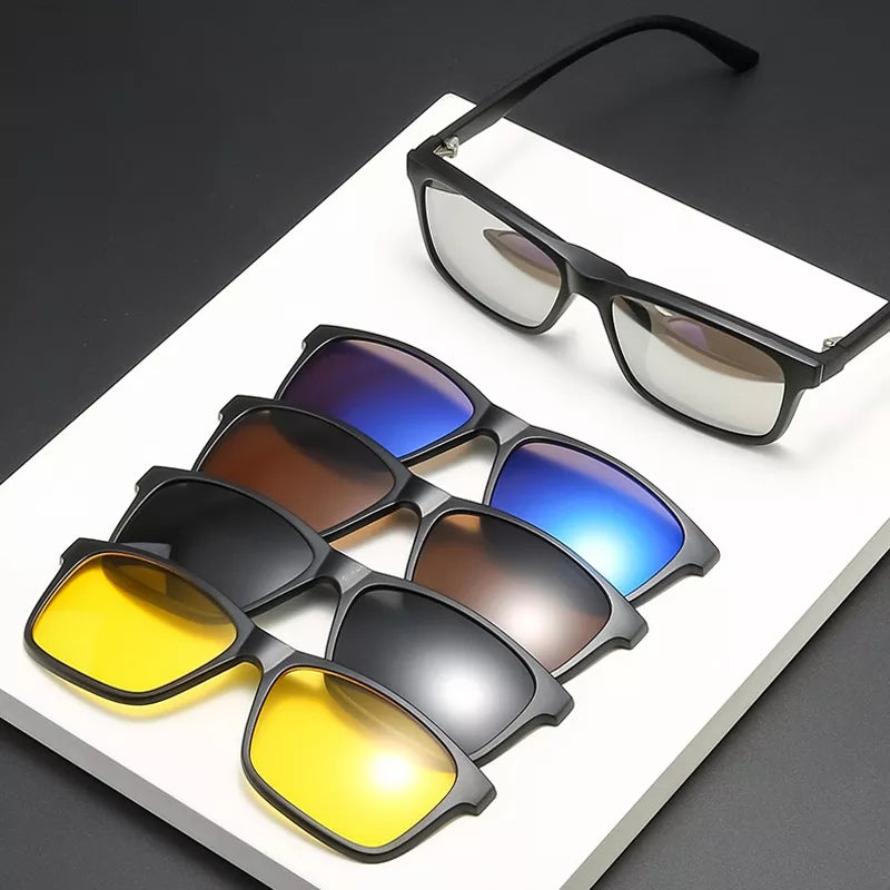 5 In 1 Sunglasses Set UV400 Polarized Magnetic Clip