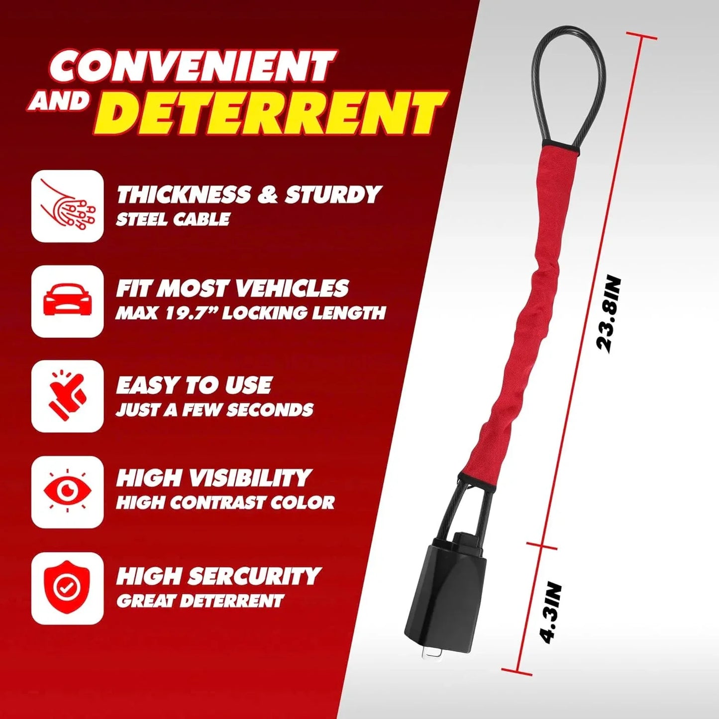Universal Car Steering Wheel Lock With Seat Belt Socket locks