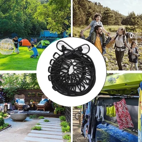 Elastic Clothesline Rope with 12 Clips Hook