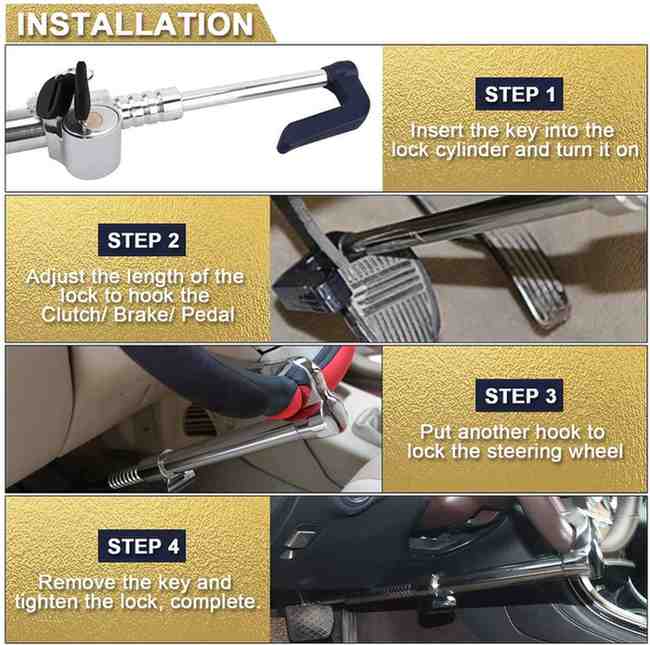 Universal Vehicle Anti-Theft Lock – Protect Your Car with Heavy-Duty Steering + Pedal Security