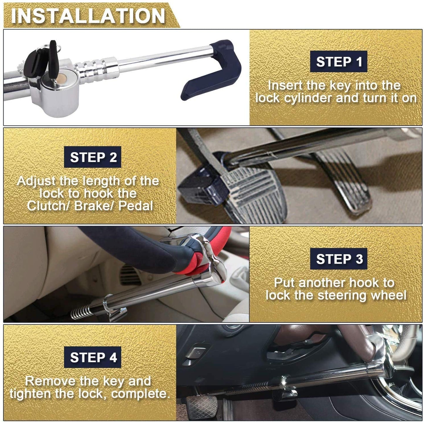 Universal Vehicle Anti-Theft Lock – Protect Your Car with Heavy-Duty Steering + Pedal Security