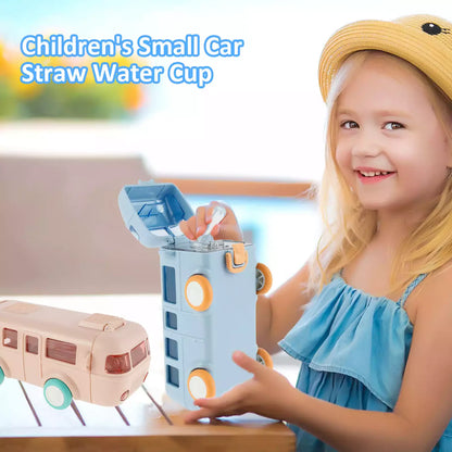 Bus Shape Water Bottle with Straw for Kids