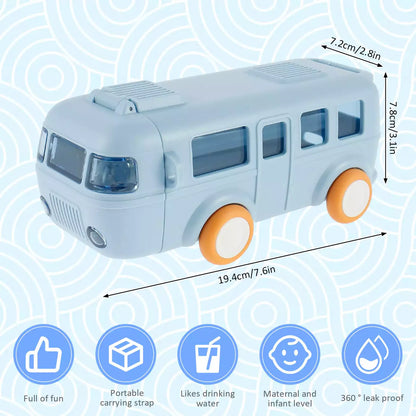 Bus Shape Water Bottle with Straw for Kids